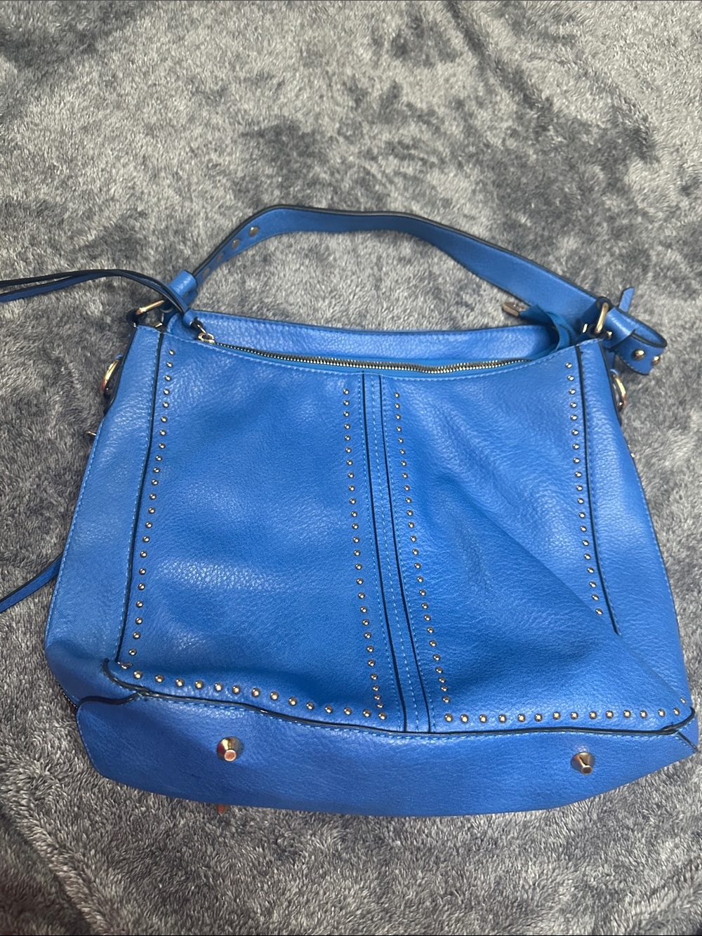 Montana West Electric Blue Studded Leather Shoulder Bag